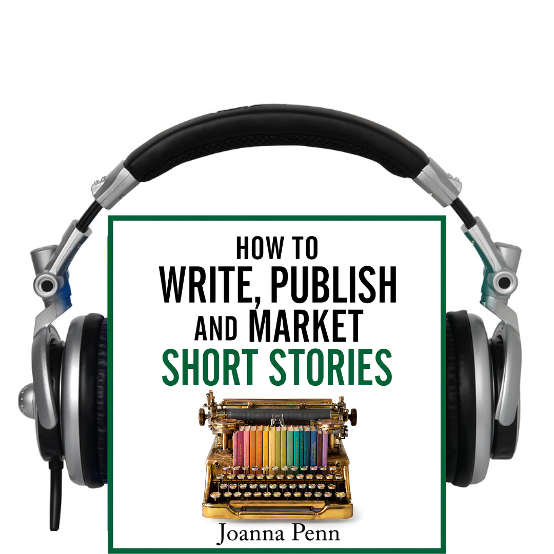 How to Write, Publish, and Market Short Stories audiobook cover by Joanna Penn framed by headphones