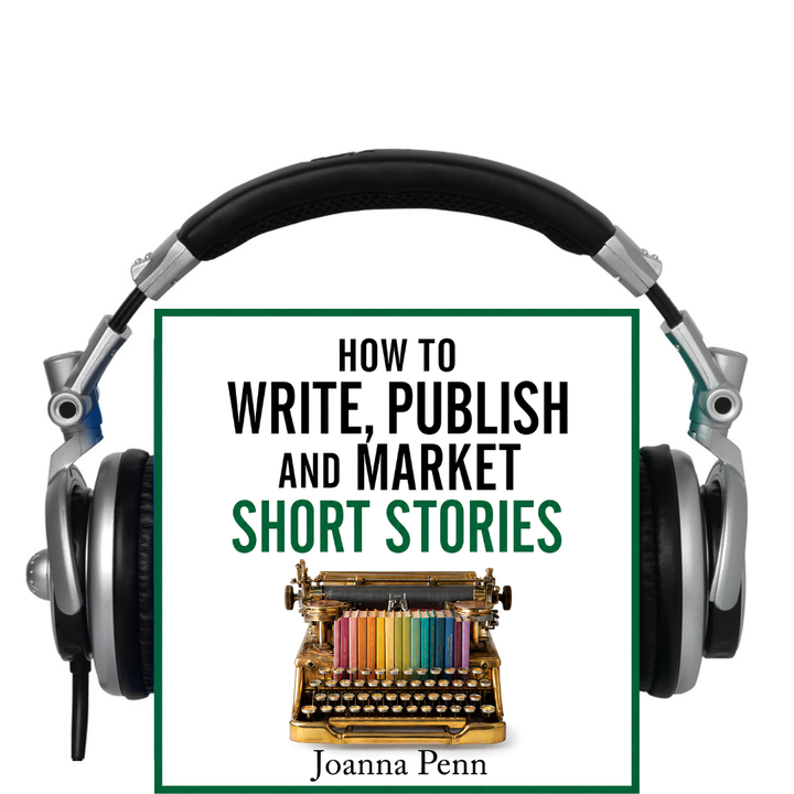 How to Write, Publish, and Market Short Stories audiobook cover by Joanna Penn framed by headphones